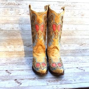 Corral Cowboy Boots winged Heart & Peace size 10